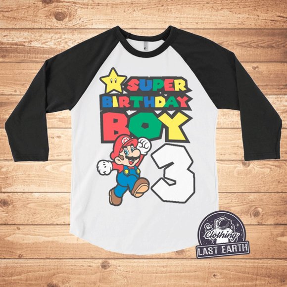 Super Birthday Boy Shirt Mario Bros Personalized Kids Shirt Video Game Shirt - Picture 1 of 1